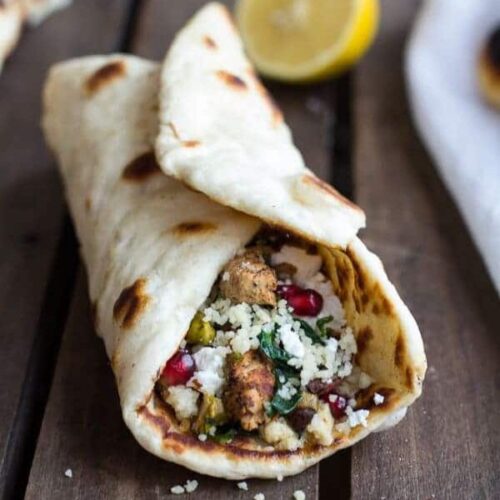 VMC Couscous Salad with wheat-based wrap.